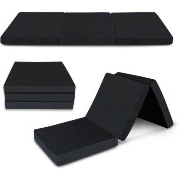 Relax Comfort Foldable Floor Mattress Water Proof 180*60*5cm Compressed Memory Foam - Portable Guest Bed for Home, Travel & Camping - Space-Saving, Comfortable & Easy to Store - Black