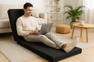 Relax Comfort Foldable Floor Mattress Water Proof 180*60*5cm Compressed Memory Foam - Portable Guest Bed for Home, Travel & Camping - Space-Saving, Comfortable & Easy to Store - Black
