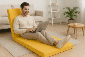 Relax Comfort Foldable Floor Mattress Water Proof 180*60*5cm Compressed Memory Foam - Portable Guest Bed for Home, Travel & Camping - Space-Saving, Comfortable & Easy to Store - Yellow