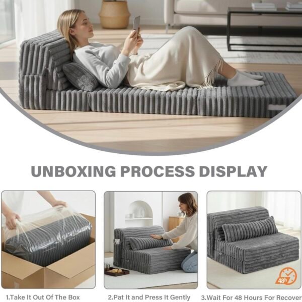 Relax Comfort Foldable Floor Fur Mattress 200*73*13cm Compressed Memory Foam - Portable Guest Bed for Home, Travel & Camping - Space-Saving, Comfortable & Easy to Store