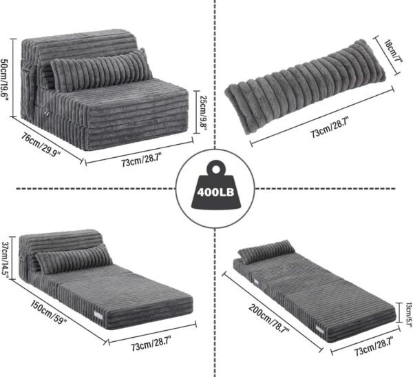 Relax Comfort Foldable Floor Fur Mattress 200*73*13cm Compressed Memory Foam - Portable Guest Bed for Home, Travel & Camping - Space-Saving, Comfortable & Easy to Store