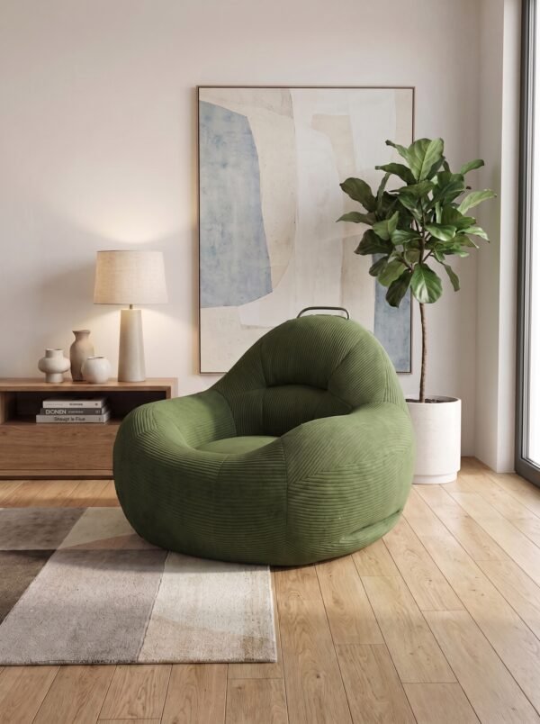 Fabric Bean Bag Chair | 65 cm Back Height, 75×80 cm Base | Comfortable Lounge & Gaming Seat