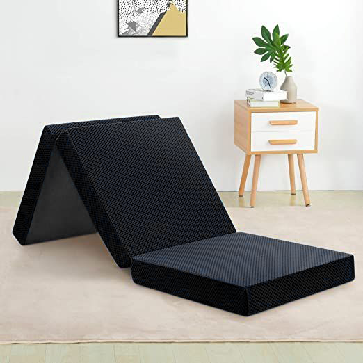 Relax Comfort Foldable Floor Mattress Water Proof 180*60*5cm Compressed Memory Foam - Portable Guest Bed for Home, Travel & Camping - Space-Saving, Comfortable & Easy to Store - Black