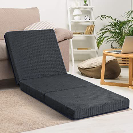 Relax Comfort Foldable Floor Mattress Water Proof 180*60*5cm Compressed Memory Foam - Portable Guest Bed for Home, Travel & Camping - Space-Saving, Comfortable & Easy to Store - Black