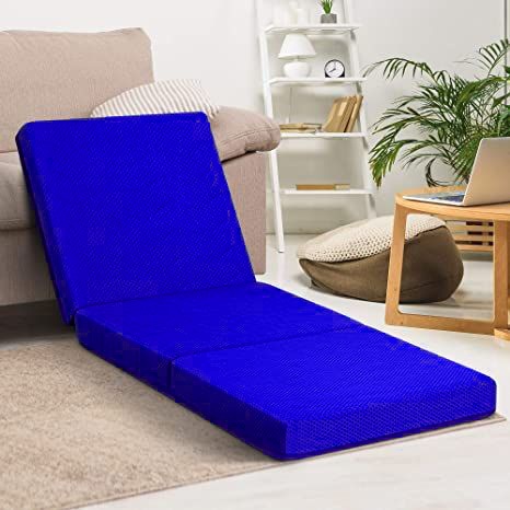 Relax Comfort Foldable Floor Mattress Water Proof 180*60*5cm Compressed Memory Foam - Portable Guest Bed for Home, Travel & Camping - Space-Saving, Comfortable & Easy to Store - Blue