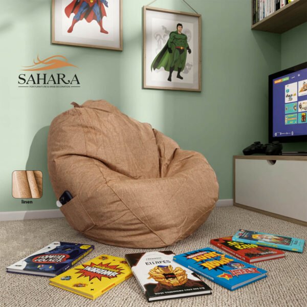 Small Bean Bag 90x50 – Washable Linen with Side Pocket