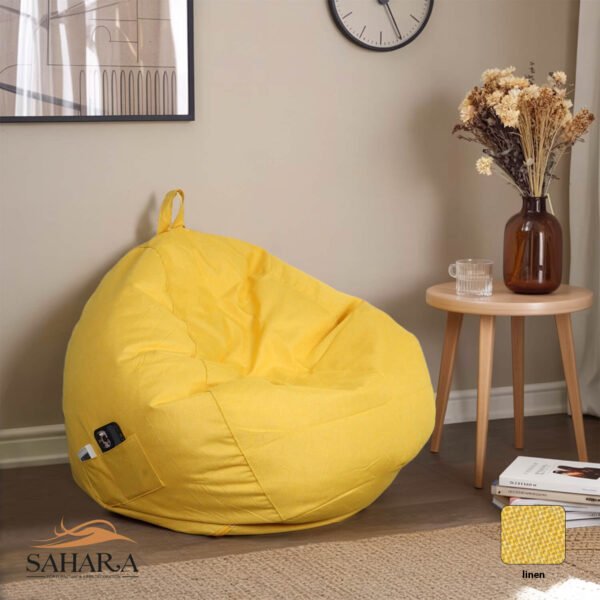 Large Bean Bag 120×80 – Washable Linen with Side Pocket