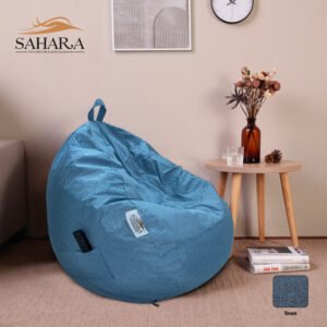 Light Blue 1 Large Bean Bag Chair 120×80 cm – Washable Linen with Side Pocket for Relaxing & Lounging