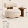 Modern Bouclé Accent Chair – Plush Round Lounge Chair with Cylindrical Backrest for Living Room & Bedroom | Sa7ara