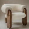1123 Wave Armchair – Boucle Fabric & Natural Wood | SA7ARA