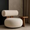 Modern Bouclé Accent Chair – Plush Round Lounge Chair with Cylindrical Backrest for Living Room & Bedroom | Sa7ara