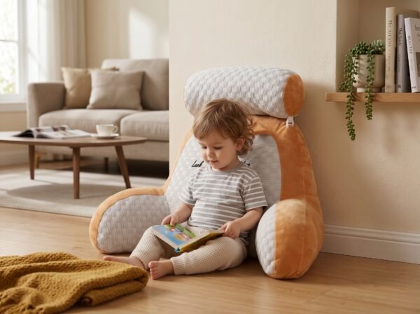 Child_leaning_against_product_2K_20260924153420 Backrest Cushion 60×40 cm | Comfortable Support Pillow for Sofa, Bean Bag & Floor Seating