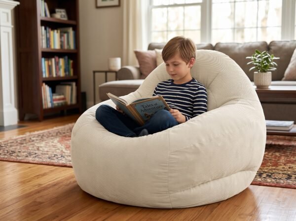 Fabric Bean Bag Chair | 65 cm Back Height, 75×80 cm Base | Comfortable Lounge & Gaming Seat