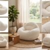 Fabric Bean Bag Chair | 65 cm Back Height, 75×80 cm Base | Comfortable Lounge & Gaming Seat